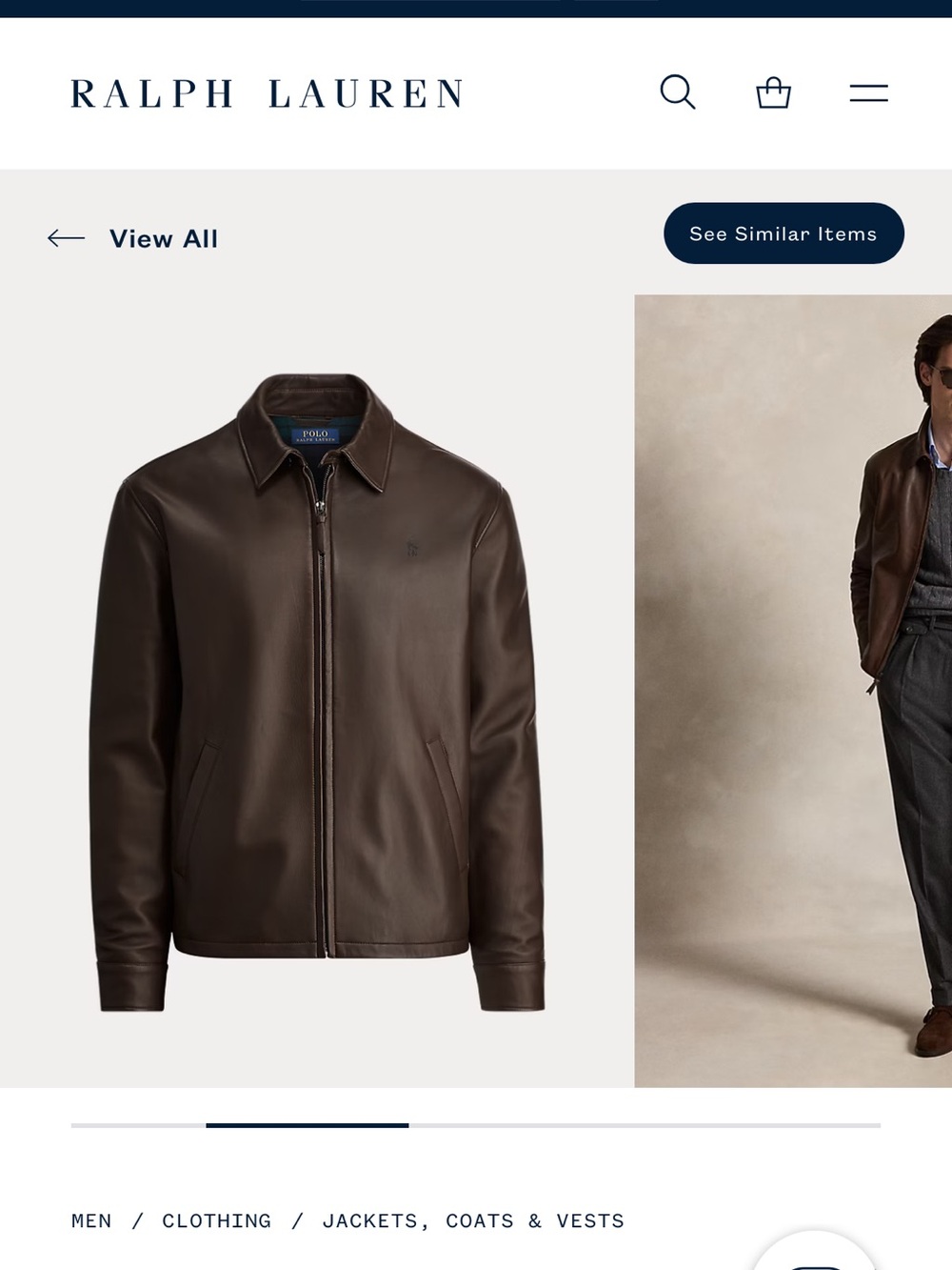 Polo by Ralph Lauren Dark Brown Leather Bomber Jacket